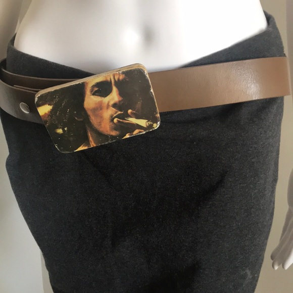 bob marley Other - Bob Marley Vintage Wood/metal photo buckle with Leather Belt